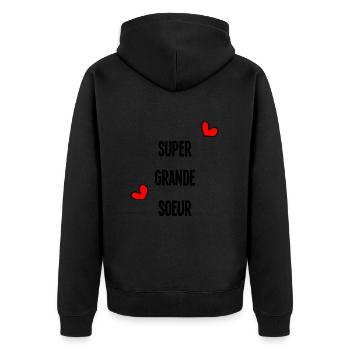 SUPER GRANDE SŒUR. FELICITATIONS. NAISSANCE. - Veste à capuche bio Premium Unisexe - noir - Dos - Nico (187cm)