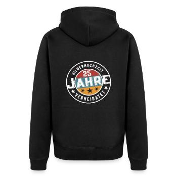 Silberhochzeit 25 Jahre Verheiratet Hochzeit - Unisex Premium Bio Zip Hoodie - Schwarz - Hinten - Nico (187cm)