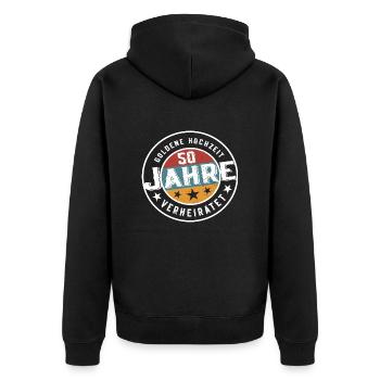 Goldene Hochzeit 50 Jahre verheiratet Hochzeit - Unisex Premium Bio Zip Hoodie - Schwarz - Hinten - Nico (187cm)