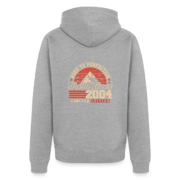 2004 Vintage Jahrgang Geburtstag Geschenkidee - Unisex Premium Bio Zip Hoodie - Grau meliert - Hinten - Nico (187cm)