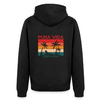 Costa Rica Pura Vida | Costa Rica-Reisender - Unisex Premium Bio Zip Hoodie - Schwarz - Hinten - Nico (187cm)