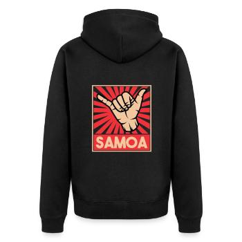 Shaka Samoa | Samoan Pride Samoan Love Samoa Gear - Unisex Premium Bio Zip Hoodie - Schwarz - Hinten - Nico (187cm)