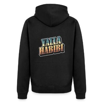 Yalla Habibi Arabic Arabic Sweetheart Muslim - Unisex Premium Organic Zip Hoodie - black - Back - Nico (187cm)