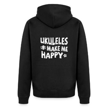 Ukuleles make me happy - Unisex Premium Bio Zip Hoodie - Schwarz - Hinten - Nico (187cm)