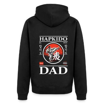Hapkido Karaté Dad Design avec Combattant et Hangeul - Veste à capuche bio Premium Unisexe - noir - Dos - Nico (187cm)
