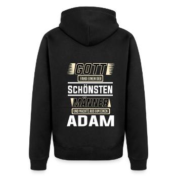 Adam the Most Beautiful Man Shaped by God Design - Unisex Premium Organic Zip Hoodie - black - Back - Nico (187cm)
