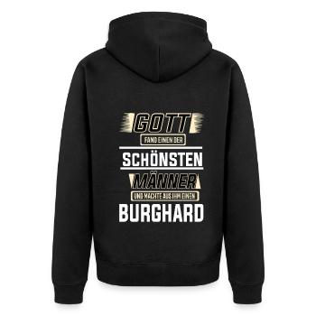 Burghard the Most Beautiful Man Shaped by God Design - Unisex Premium Organic Zip Hoodie - black - Back - Nico (187cm)