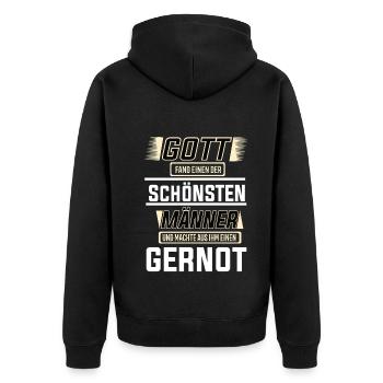 Gernot der schönste Mann von Gott geformt Design - Unisex Premium Bio Zip Hoodie - Schwarz - Hinten - Nico (187cm)