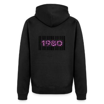 1980 Birthday Anniversary Barcode Pink Leopard - Unisex Premium Organic Zip Hoodie - black - Back - Nico (187cm)