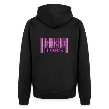 1985 geburtstag seltenes unikat rosa barcode - Unisex Premium Bio Zip Hoodie - Schwarz - Hinten - Nico (187cm)