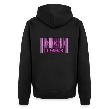 1983 geburtstag seltenes unikat rosa barcode - Unisex Premium Bio Zip Hoodie - Schwarz - Hinten - Nico (187cm)