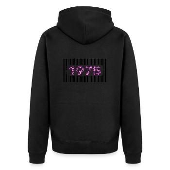 1975 Birthday barcode unique pink leopard - Unisex Premium Organic Zip Hoodie - black - Back - Nico (187cm)