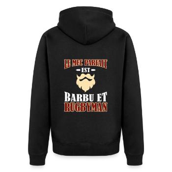Mec Parfait Homme Barbu Rugbyman - Veste à capuche bio Premium Unisexe - noir - Dos - Nico (187cm)