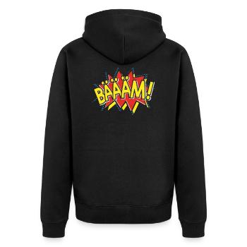 BÄÄÄM Comic Strip Action Bubble - Pop-Art Style - Unisex Premium Organic Zip Hoodie - black - Back - Nico (187cm)