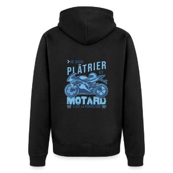 motard parfait plâtrier parfait - Veste à capuche bio Premium Unisexe - noir - Dos - Nico (187cm)