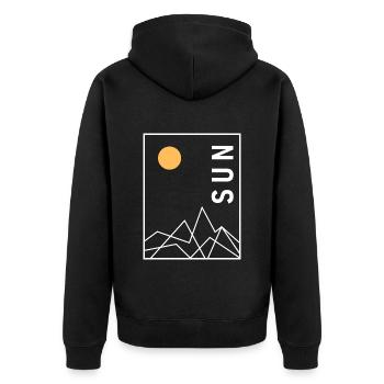 Sonne Abstrakt Sonnenaufgang Berge Natur Geschenk - Unisex Premium Bio Zip Hoodie - Schwarz - Hinten - Nico (187cm)