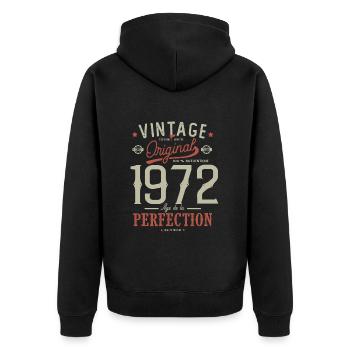 Zeitalter der Perfektion 1972 Jubiläum 51 Jahre - Unisex Premium Bio Zip Hoodie - Schwarz - Hinten - Nico (187cm)
