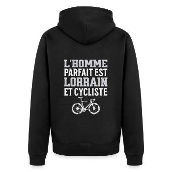 L'Homme Parfait Est Lorrain Cycliste - Veste à capuche bio Premium Unisexe - noir - Dos - Nico (187cm)