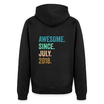 Awesome Since July 2018 4. Geburtstag - Unisex Premium Bio Zip Hoodie - Schwarz - Hinten - Nico (187cm)