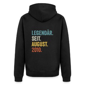12 Jahre Legendär Seit August 2010 12. Geburtstag - Unisex Premium Bio Zip Hoodie - Schwarz - Hinten - Nico (187cm)