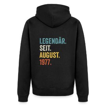 45 Jahre Legendär Seit August 1977 45. Geburtstag - Unisex Premium Bio Zip Hoodie - Schwarz - Hinten - Nico (187cm)