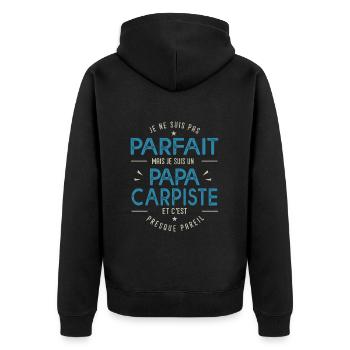 un papa carpiste cadeau pêche pêcheur humour - Veste à capuche bio Premium Unisexe - noir - Dos - Nico (187cm)