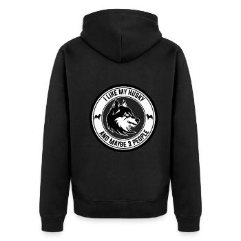 I Luke my Husky et Mayen trois personnes - Veste à capuche bio Premium Unisexe - noir - Dos - Nico (187cm)