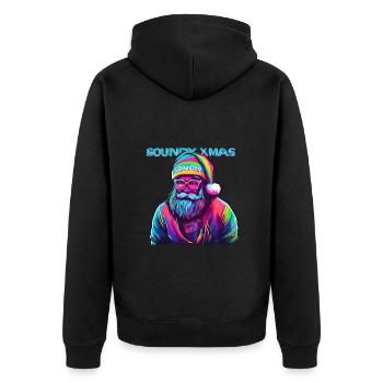 SOUNDY XMAS Weihnachten Rave Club Dance - Unisex Premium Bio Zip Hoodie - Schwarz - Hinten - Nico (187cm)