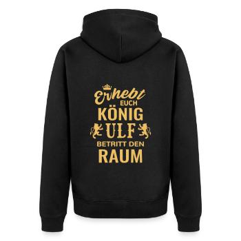 Ulf Name Geschenkidee lustig Erhebt Majestät Raum - Unisex Premium Bio Zip Hoodie - Schwarz - Hinten - Nico (187cm)
