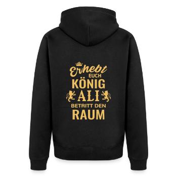 Name Ali Geschenk Geburtstag lustig König Löwe - Unisex Premium Bio Zip Hoodie - Schwarz - Hinten - Nico (187cm)