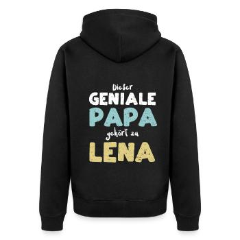 Dieser Geniale Papa Gehört Zu Lena - Unisex Premium Bio Zip Hoodie - Schwarz - Hinten - Nico (187cm)