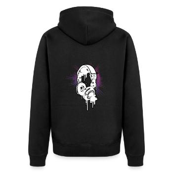 DJ Equalizer Electro Colors Musik Kopfhörer - Unisex Premium Bio Zip Hoodie - Schwarz - Hinten - Nico (187cm)