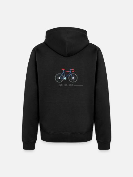 Fahrrad Bike Rennrad "Sattelfest" Fahrradsattel - Unisex Premium Bio Zip Hoodie - Schwarz
