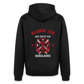 Alarm Ich Bin Jetzt Ein Schulkind - Unisex Premium Bio Zip Hoodie - Schwarz - Hinten - Nico (187cm)