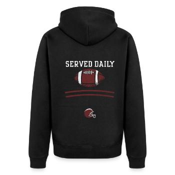 Served Daily - Football - Unisex Premium Organic Zip Hoodie - black - Back - Nico (187cm)