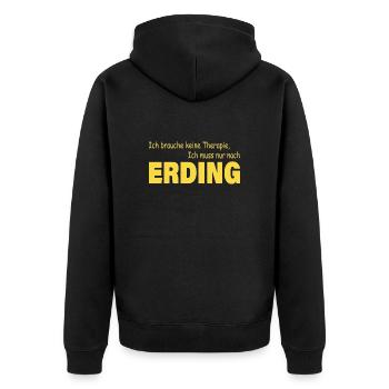 Therapie ERDING - Unisex Premium Bio Zip Hoodie - Schwarz - Hinten - Nico (187cm)