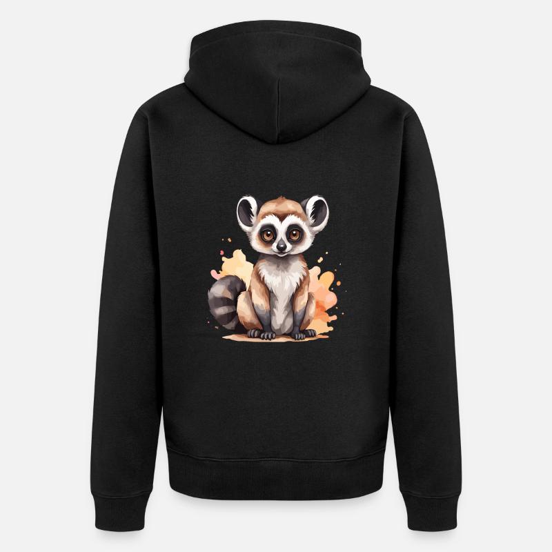 Lémurien Cool Cool Madagascar - Veste à capuche bio Premium Unisexe - noir