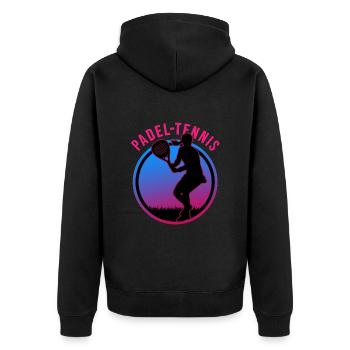 Padel PADELTENNIS Padelspieler Padeltennis-Girl - Unisex Premium Bio Zip Hoodie - Schwarz - Hinten - Nico (187cm)