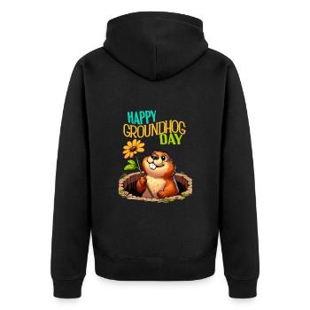 Groundhog Day Wishes Happy Groundhog Day Spring US - Unisex Premium Organic Zip Hoodie - black - Back - Nico (187cm)