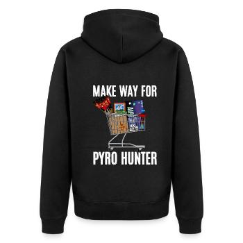 Pyro Hunter - Unisex Premium Organic Zip Hoodie - black - Back - Nico (187cm)