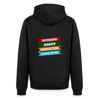 Fête des Pères Papa Papa Papa Papa Papa Papa - Veste à capuche bio Premium Unisexe - noir - Dos - Nico (187cm)