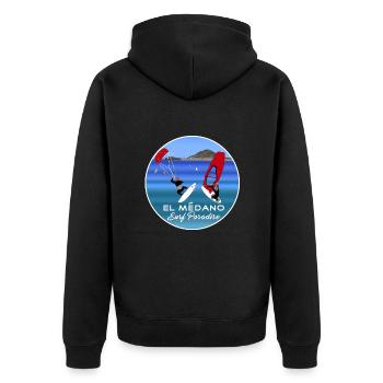 Windsurfer, Kitesurfer, Surfer Paradise, El Medano - Unisex Premium Bio Zip Hoodie - Schwarz - Hinten - Nico (187cm)