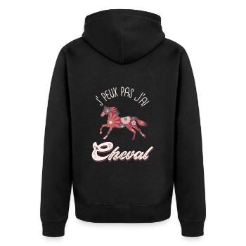 je peux pas j ai cheval Humour équitation - Veste à capuche bio Premium Unisexe - noir - Dos - Nico (187cm)