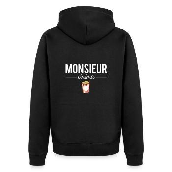 Monsieur cinéma blague cinéphile film culte humour - Veste à capuche bio Premium Unisexe - noir - Dos - Nico (187cm)
