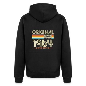 Original 1964 Jahrgang Vintage Geburtstag Retro - Unisex Premium Bio Zip Hoodie - Schwarz - Hinten - Nico (187cm)