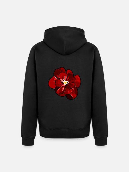 Beautiful red bloom - Unisex Premium Organic Zip Hoodie - black