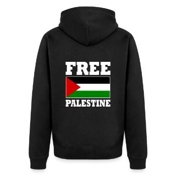 Free palestine - Unisex Premium Organic Zip Hoodie - black - Back - Nico (187cm)