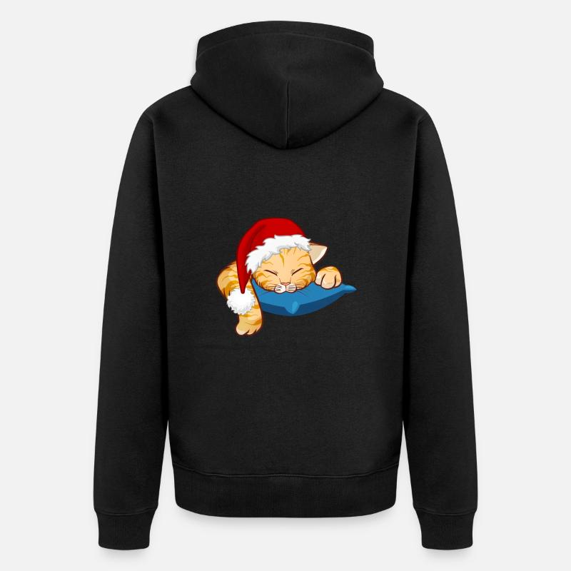 Chat de Noël endormi - Veste à capuche bio Premium Unisexe - noir