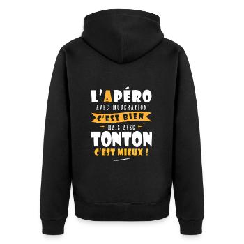 Tonton Cadeau tonton Humour cadeau oncle - Veste à capuche bio Premium Unisexe - noir - Dos - Nico (187cm)