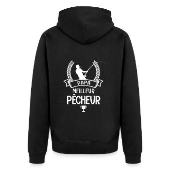 Papa meilleur pêcheur fete papa peche - Veste à capuche bio Premium Unisexe - noir - Dos - Nico (187cm)